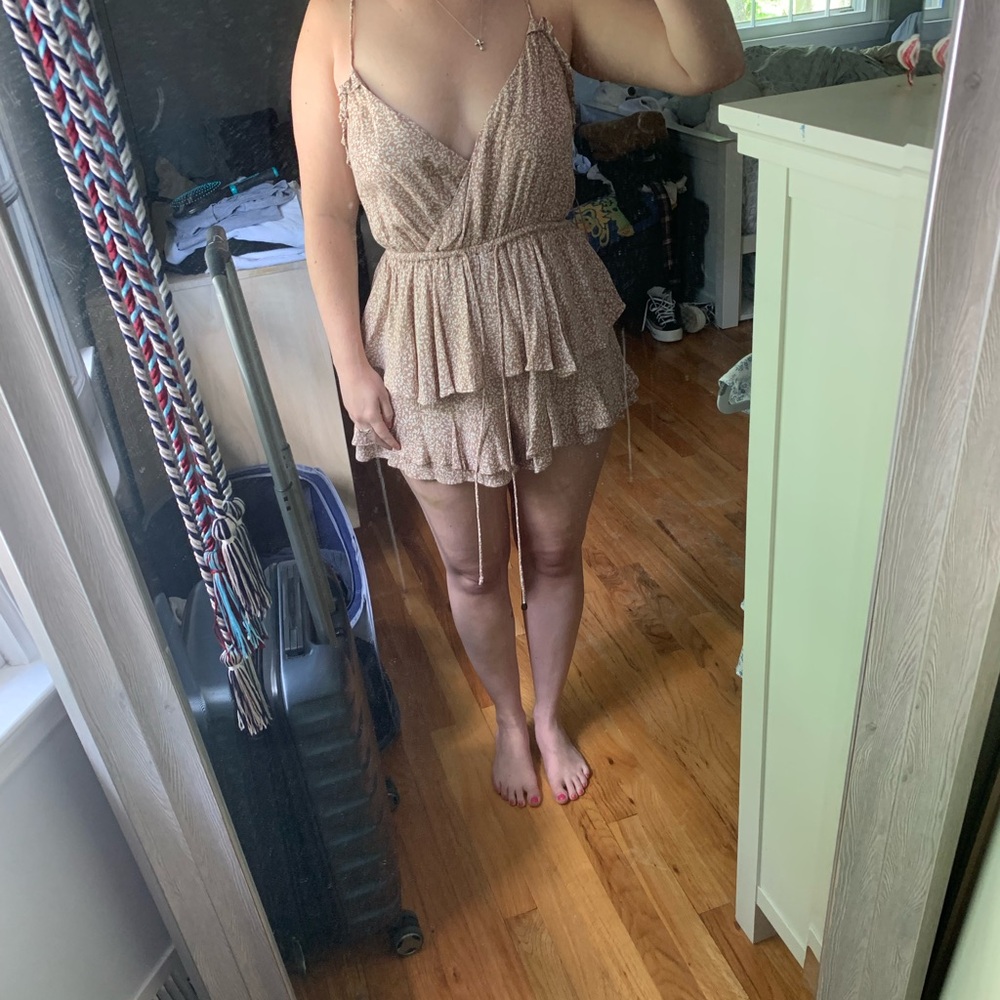 Small Sky to Moon Brown and White Romper